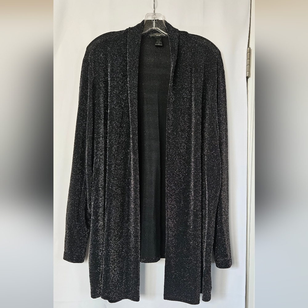 T‎ & Company Womens Black And Silver Sparkle Open Front Cardigan Size 3x